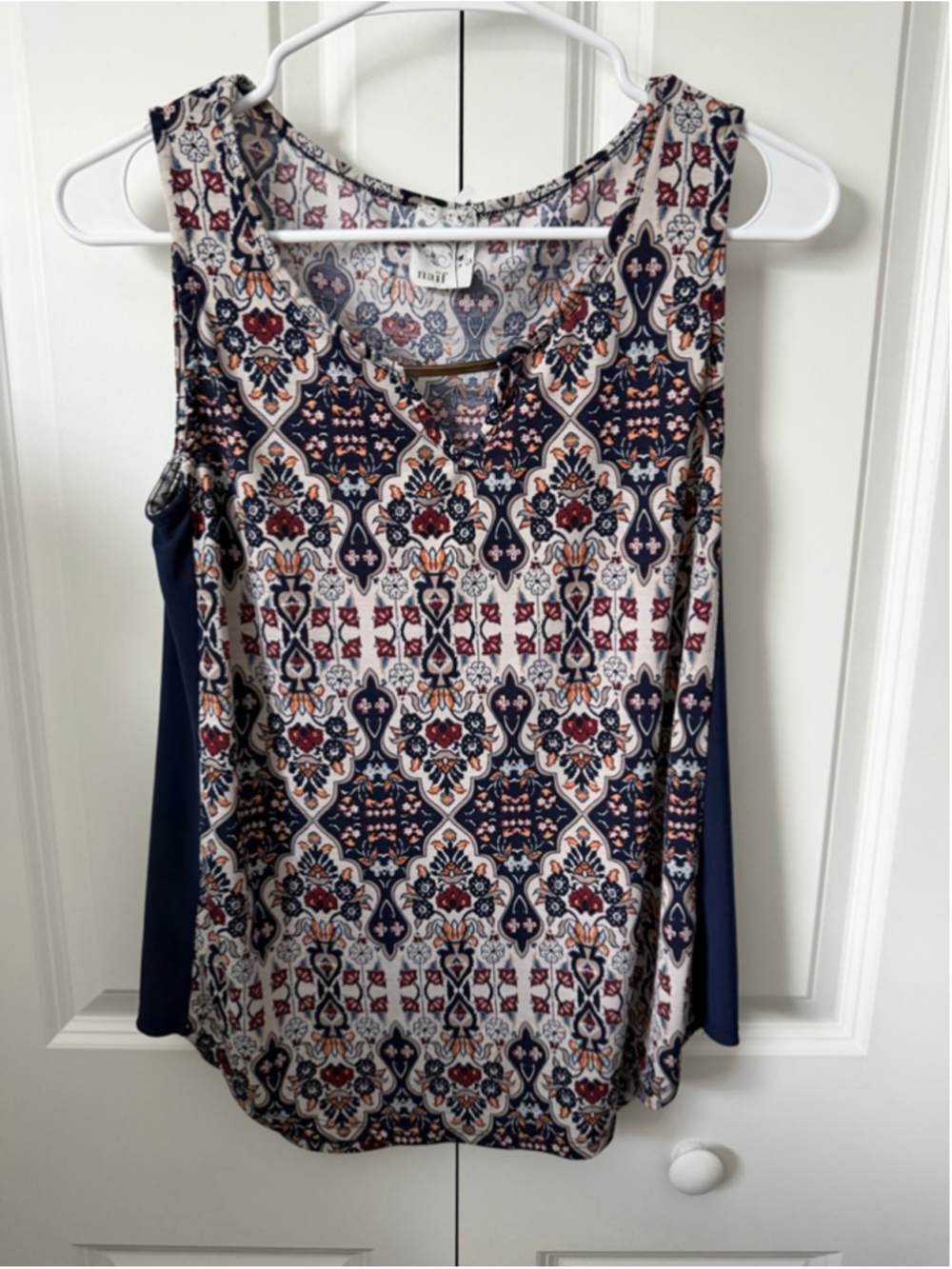 naif Navy & Beige Patterned Tank Top